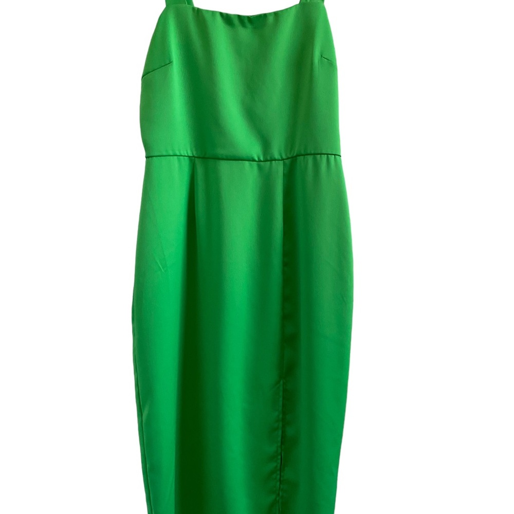 Francesca's NWT Audrey Jacquard Straps Midi Dress - Green - Size Medium